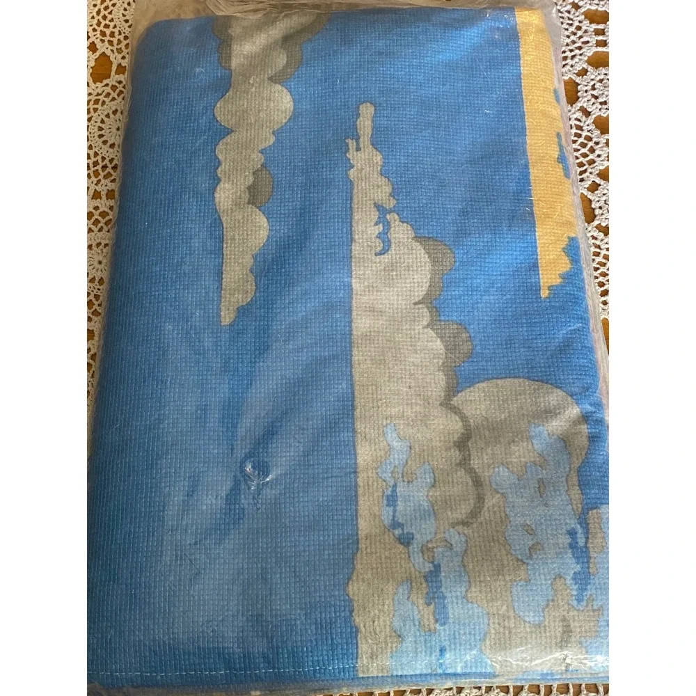FSC Lighthouse Bedspread Queen Blue NWT Nautical Scenic‎ Made in Spain 11017